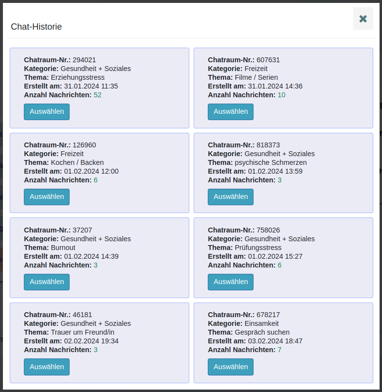 Chat-Historie Übersicht