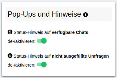 Chat-Hinweis Anzeige regulieren