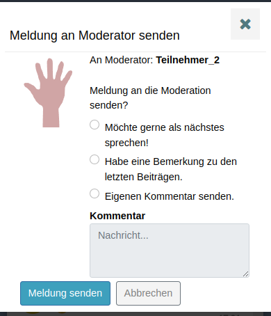 Nachricht an Moderator PopUp
